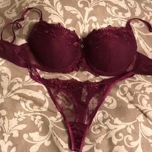 BNWT Burgundy lace bra and thong COMBO
